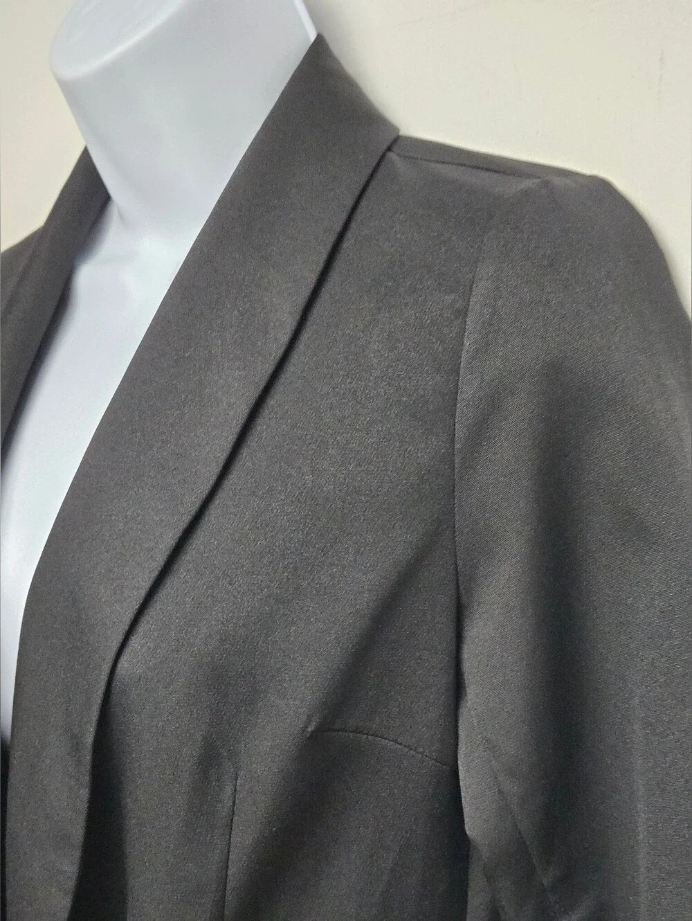 Pretty Little Thing 0 Black Business Suit Jacket Blazer Lapel Asymmetrical - Picture 2 of 6
